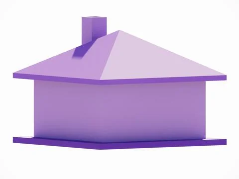 Image of 3D Model Rendering of a Minimalist Purple Box House Stock Photos