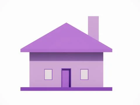 Image of 3D Model Rendering of a Minimalist Purple Box House Stock Photos
