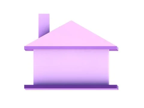 Image of 3D Model Rendering of a Minimalist Purple Box House Stock Photos