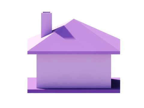 Image of 3D Model Rendering of a Minimalist Purple Box House Stock Photos
