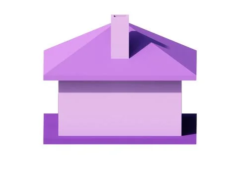 Image of 3D Model Rendering of a Minimalist Purple Box House Stock Photos