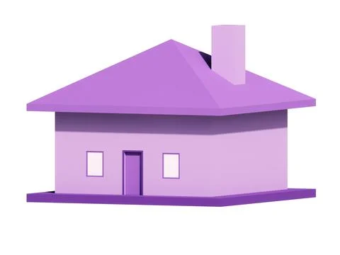 Image of 3D Model Rendering of a Minimalist Purple Box House Stock Photos