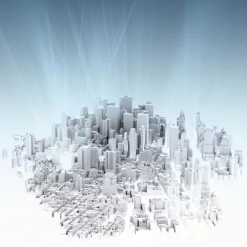 Image of 3d render of city scape Stock Illustration