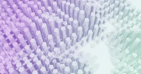 Image of 3D shapes moving against white background Stock Illustration