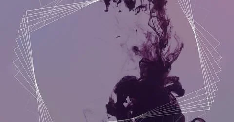 Image of 3d white network structure over dark liquid moving on grey background Stock Illustration