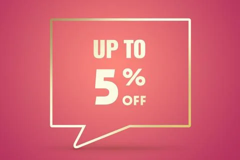 Image 5 of a discount as a message on a pink background. Price labele sale pr Stock Photos