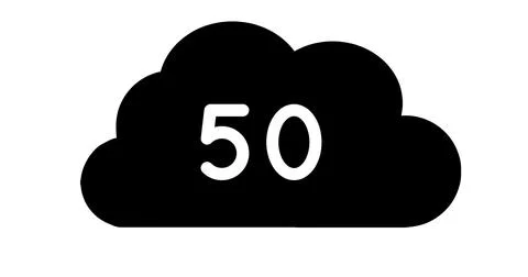 Image of 50 in cloud on white background Stock Illustration