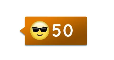 Image of 50 notifications and emoticon over white background Stock Illustration