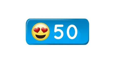 Image of 50 notifications and emoticon over white background Stock Illustration