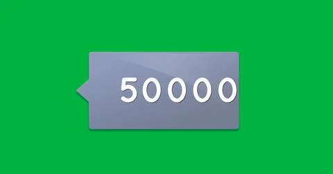 Image of 50000 notifications on green background Stock Illustration