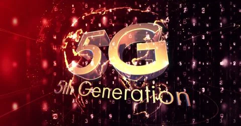 Image of 5g 5th generation text over spinning globe and numbers changing Illustrazione stock