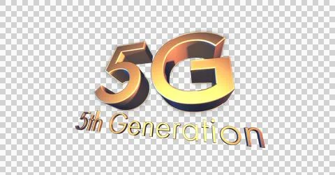 Image of 5g 5th generation text in gold letters on white background Stock Illustration