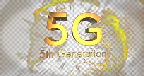 Image of 5g 5th generation text over spinning glowing globe Illustrazione stock