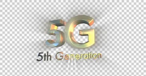 Image of 5g 5th generation text in gold letters spinning on white background Stock Illustration