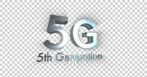 Image of 5g 5th generation text in silver metallic letters spinning on white Stock Illustration
