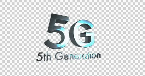 Image of 5g 5th generation text in silver metallic letters spinning on white Stock Illustration