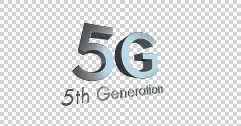 Image of 5g 5th generation text in silver metallic letters spinning on white Stock Illustration