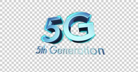 Image of 5g 5th generation text in silver letters with glowing green light Stock Illustration