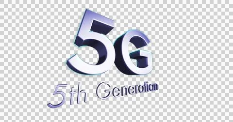 Image of 5g 5th generation text in silver letters with glowing green light Stock Illustration
