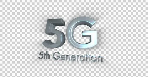 Image of 5g 5th generation text in silver metallic letters on white background Stock Illustration