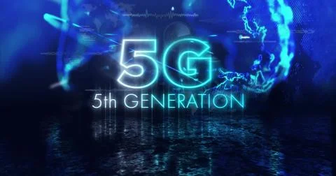 Image of 5g 5th generation text and digital data processing and connections over イラスト素材