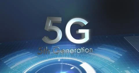 Image of 5g 5th generation text, scope scanning and data processing Stock Illustration
