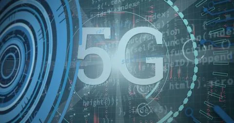Image of 5g and data processing over servers Stockfoto's