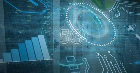 Image of 5g and data processing over servers Stockfoto's