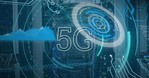 Image of 5g and data processing over servers Stockfoto's
