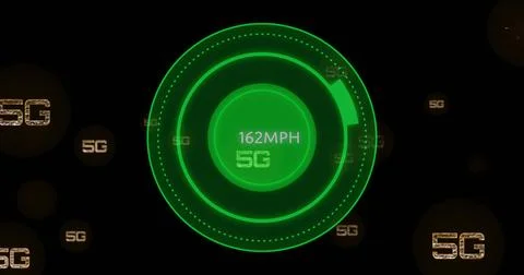 Image of 5g over scope scanning with data processing on black background 写真素材