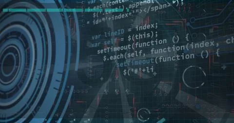 Image of 5g text and data processing over dark background 스톡 일러스트