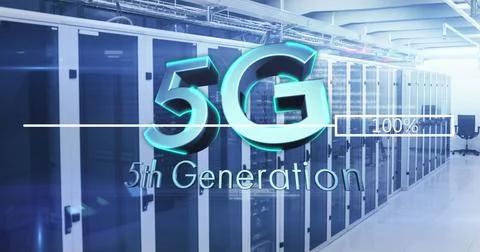 Image of 5g text, mathematical equations and data processing over computer .. 写真素材