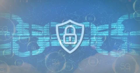 Image of 5g text with online security chain and padlock イラスト素材