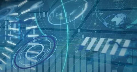 Image of 5g text over digital interface with data processing against night city 库存插图