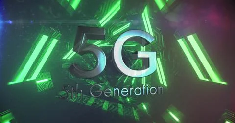 Image of 5g text over digital tunnel Illustrazione stock