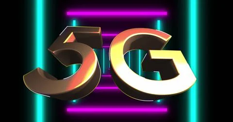 Image of 5g text over moving shapes Stockillustratie