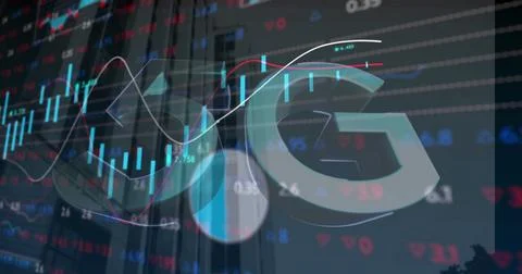 Image of 5g text, statistics and data processing 스톡 일러스트