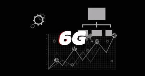 Image of 6g text and computer data processing 스톡 사진