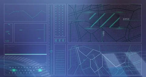 Image of 6g text and data processing over blue background Stockillustratie