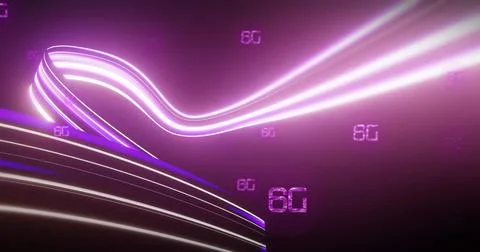 Image of 6g text and data processing on dark background Stock Photos