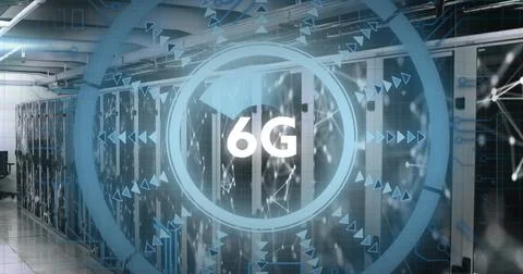 Image of 6g text and data processing over computer servers 스톡 사진