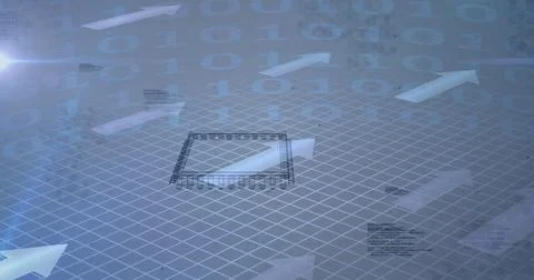 Image of 6g text, computer processor spinning, arrows and binary coding Stock Illustration