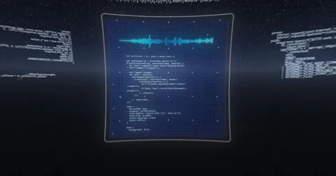 Image of 6g text, data processing and globe on screens over dark blue background Illustrazione stock