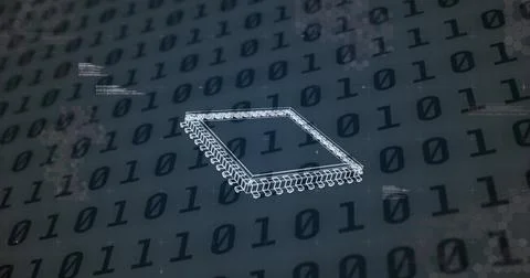 Image of 6g text, data processing and computer processor over binary coding Stock Photos