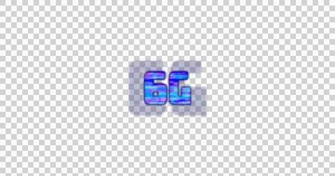 Image of 6g text in glowing blue letters with glitch on black background イラスト素材