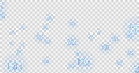 Image of 6g text on multiple blue bubbles on black background 스톡 일러스트