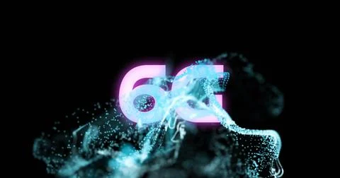 Image of 6g text over glowing moving wave イラスト素材