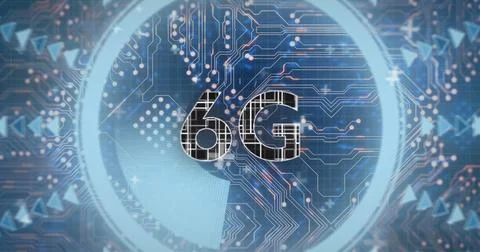 Image of 6g text over network of connections 스톡 사진