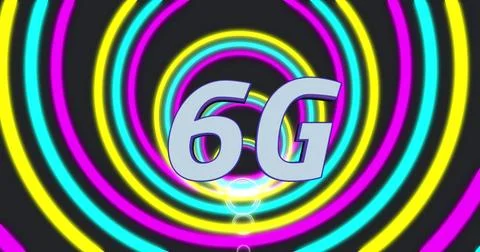 Image of 6g text over shapes Stockillustratie