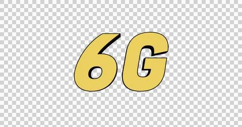 Image of 6g text in yellow letters on black background Illustrazione stock